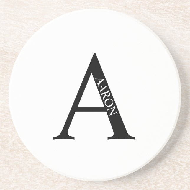 Posavasos Monograma personalizado y nombre escayola de areni (Frente)