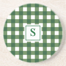 Monograma Plaid Gingham Sandstone Coaster