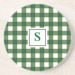Posavasos Monograma Plaid Gingham Sandstone Coaster