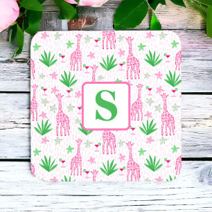 Posavasos Monograma Preppy Mini jirafas Cosmopolitanes Flora