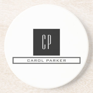 Posavasos Monograma profesional moderno Nombre simple
