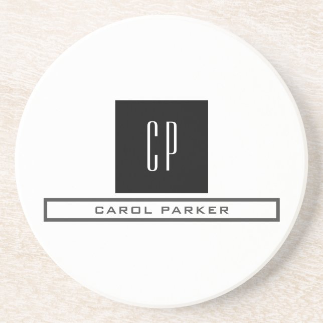 Posavasos Monograma profesional moderno Nombre simple (Frente)
