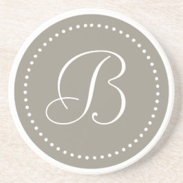 Posavasos Monograma Redondo Borde de Aluminio/Punto Blanco