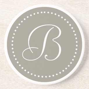 Posavasos Monograma Redondo Borde de Aluminio/Punto Blanco
