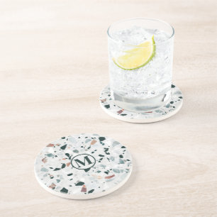 Posavasos Monograma Resumen moderno Patrón Terrazzo