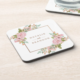 Posavasos Monograma rosado polvoriento subió de fascinación