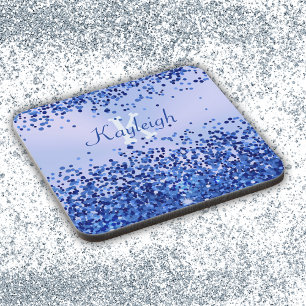 Posavasos Monograma simple cepillado azul Metalizado y Purpu