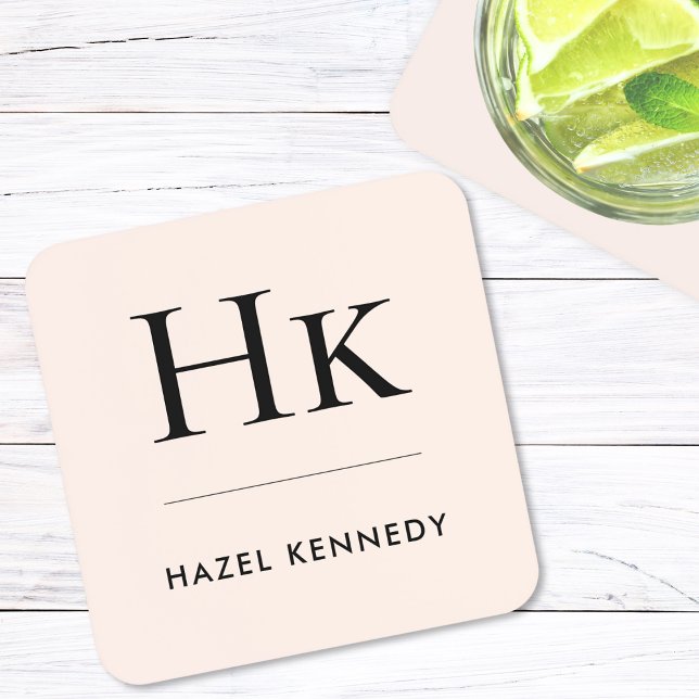 Posavasos Monograma simple elegante Minimalista Rubor rosa (Subido por el creador)