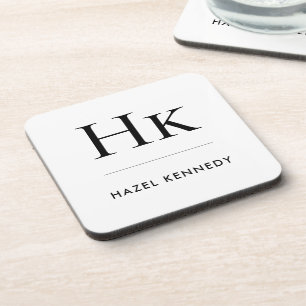 Posavasos Monograma Simple Elegante Mínimo Nombre Monogramad
