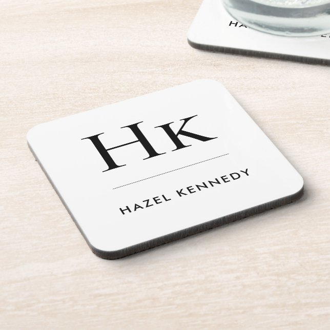Posavasos Monograma Simple Elegante Mínimo Nombre Monogramad (Lado Izquierdo)
