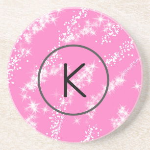 Posavasos monograma simple minimalista blanco brillo de agua