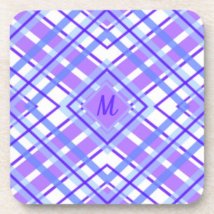 Posavasos Monograma Suave Púrpura Azul Pastel Tapado