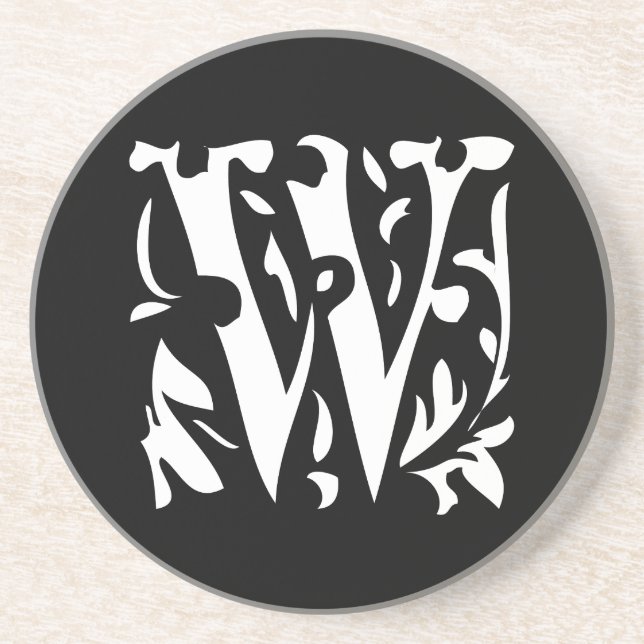 Posavasos Monograma Vintage W Boda Aniversario Amáster (Frente)