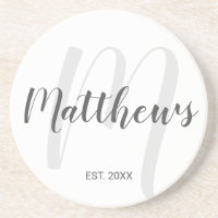 Monograma y apellido personalizados en letra scrip