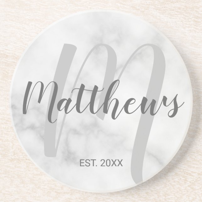 Posavasos Monograma y nombre de familia de guiones modernos  (Frente)