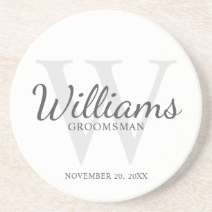 Posavasos Monograma y nombre de Groomsmen con guión personal