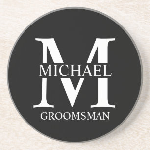 Posavasos Monograma y nombre del Groomsman personalizado