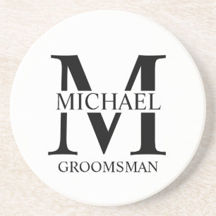 Posavasos Monograma y nombre del Groomsman personalizado