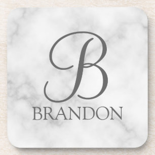 Posavasos Monograma y nombre del guión personalizado de márm
