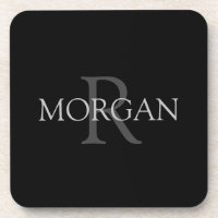Monograma y nombre DIY, negro de moda con texto gr