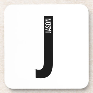 Posavasos Monograma y nombre negrita personalizado moderno