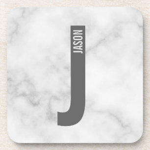 Posavasos Monograma y nombre negrita personalizado moderno