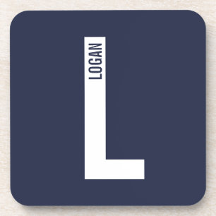 Posavasos Monograma y nombre negrita personalizado moderno