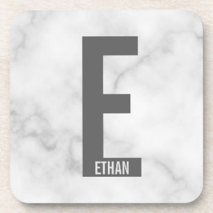 Posavasos Monograma y nombre negrita personalizado moderno