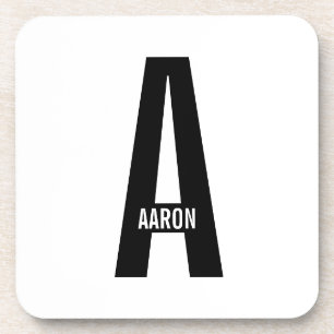 Posavasos Monograma y nombre negrita personalizado moderno