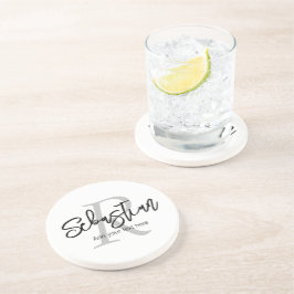 Posavasos Monograma y nombre personalizados
