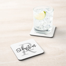 Posavasos Monograma y nombre personalizados