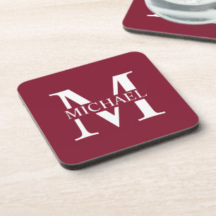 Posavasos Monograma y nombre personalizados