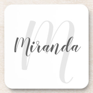 Posavasos Monograma y nombre personalizados de escritura mod