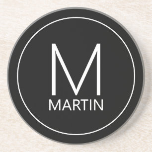 Posavasos Monograma y nombre personalizados modernos