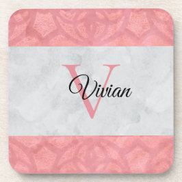 Posavasos Monogramación De Batik Rosa Ruddy Y Acuarela Gris