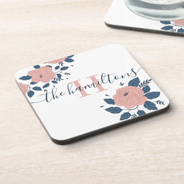 Posavasos Monogramación Floral Duradera de plástico (Lado Izquierdo)