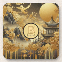 Monogramado de goteo dorado en pintura china