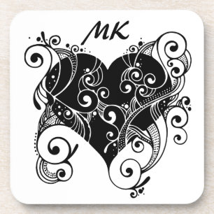 Posavasos Monogramado en blanco y negro con tatuaje para el