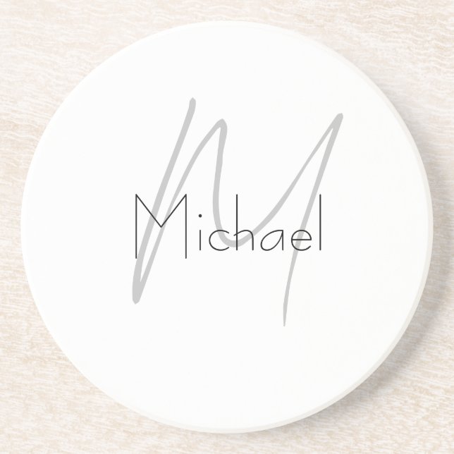 Posavasos Monogramado Nombre moderno plano Minimalista (Frente)