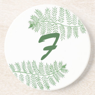 Posavasos Monogramas de Fern Verde personalizado por Cheryls