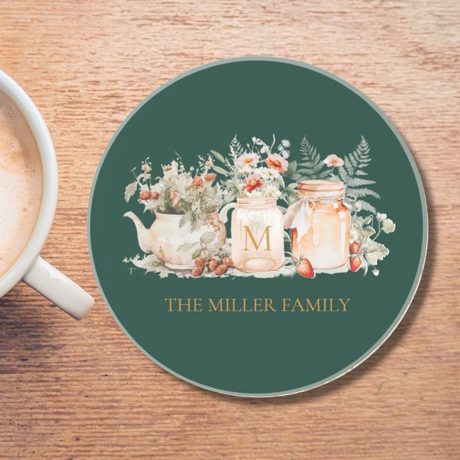 Posavasos Monogrammed Forest Floral Botanical Family Name (In situ)