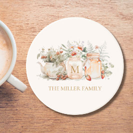 Posavasos Monogrammed Forest Floral Botanical Family Name