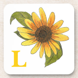 Posavasos Monogramo de la montaña de girasol