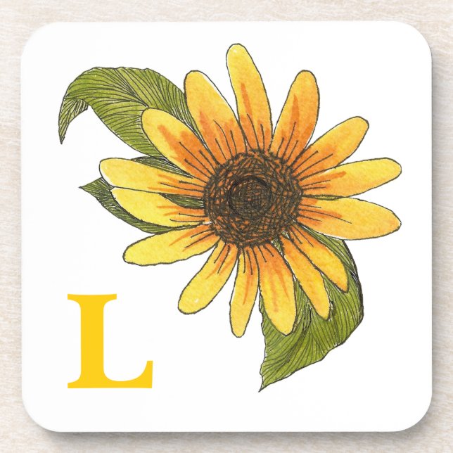 Posavasos Monogramo de la montaña de girasol (Frente)