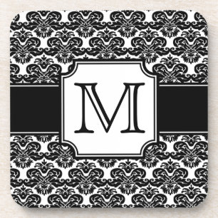 Posavasos Monogramo de moda de la montaña rusa de Damask
