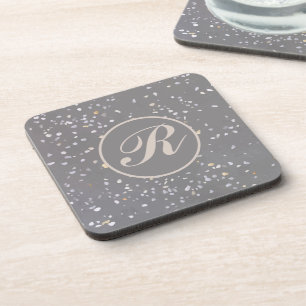 Posavasos Monogramo Gray Terrazzo Stone