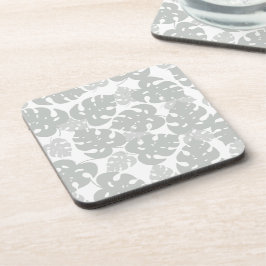 Posavasos Monstera gris hoja de montaña tropical