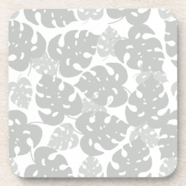 Posavasos Monstera gris hoja de montaña tropical