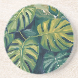 Posavasos Monstera Leaves Botanical Watercolor Green