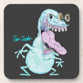 Posavasos monstruo alienígena de dibujos animados azul claro